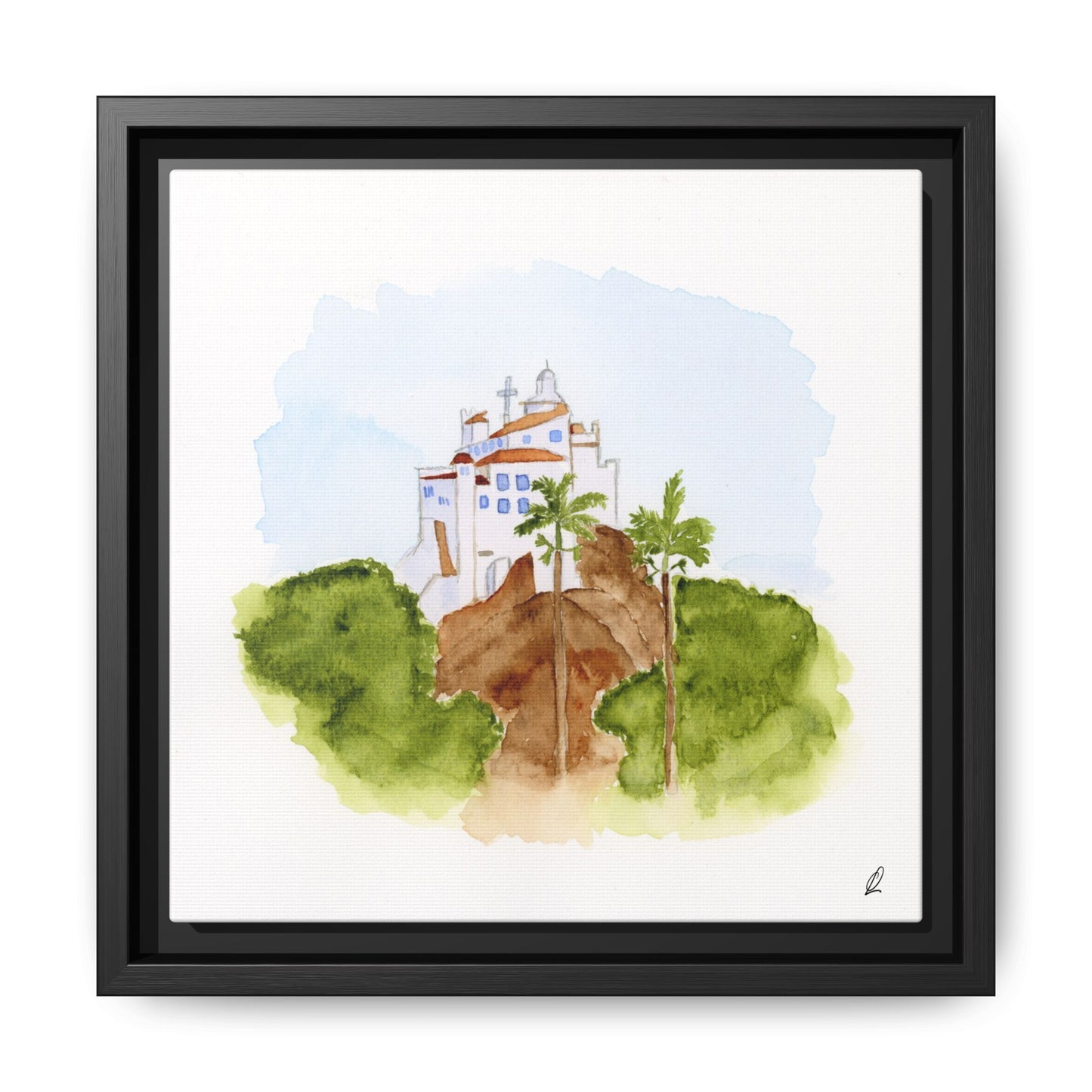 Framed Watercolor Vila Velha Canvas Print - Brasil
