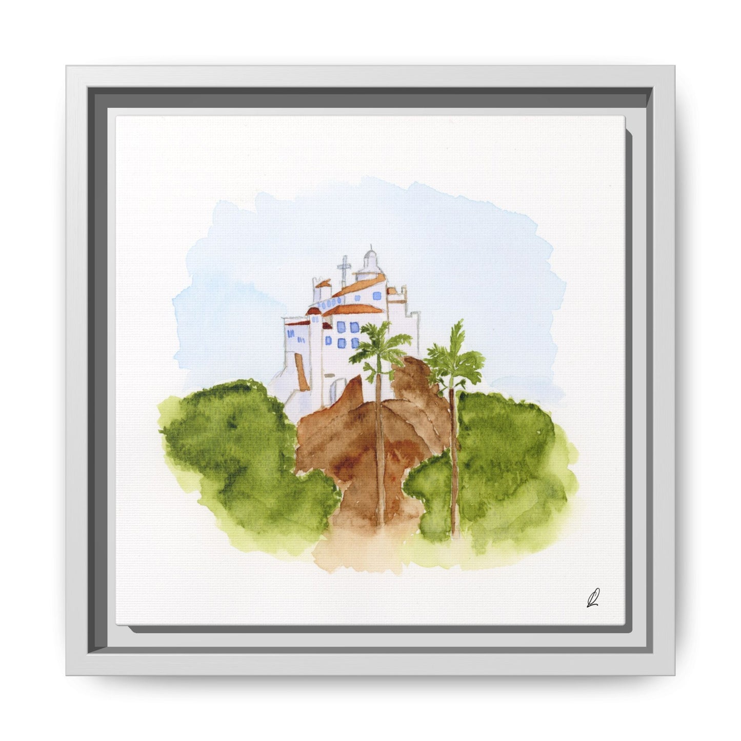 Framed Watercolor Vila Velha Canvas Print - Brasil