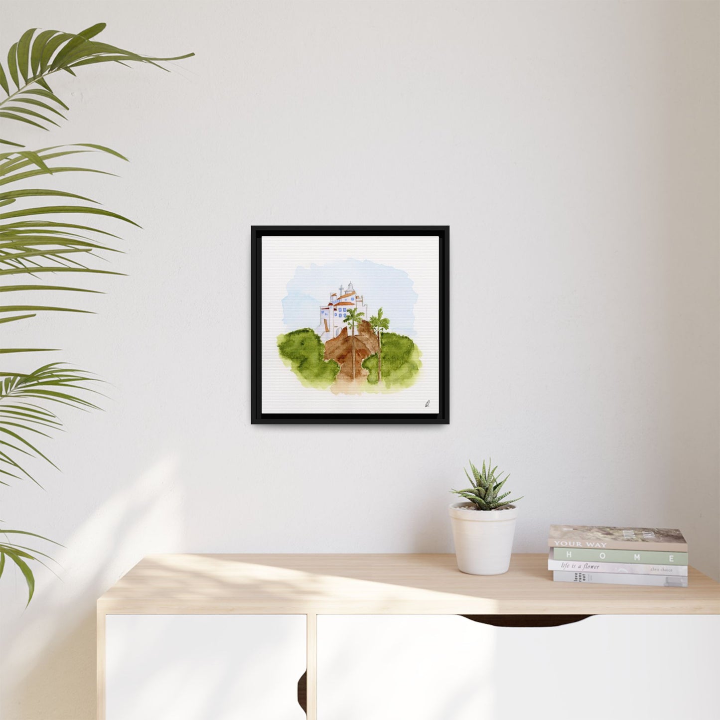 Framed Watercolor Vila Velha Canvas Print - Brasil