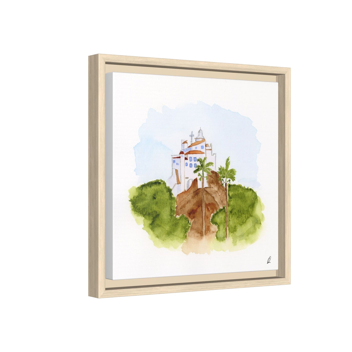 Framed Watercolor Vila Velha Canvas Print - Brasil