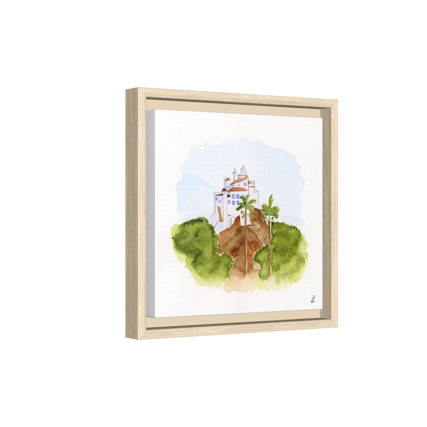 Framed Watercolor Vila Velha Canvas Print - Brasil