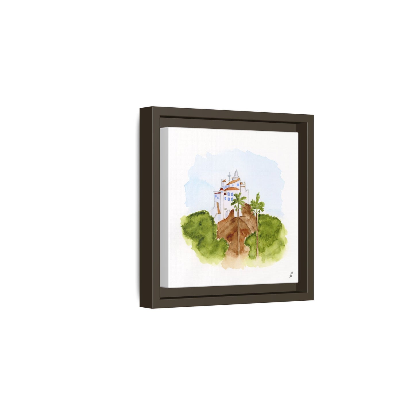 Framed Watercolor Vila Velha Canvas Print - Brasil
