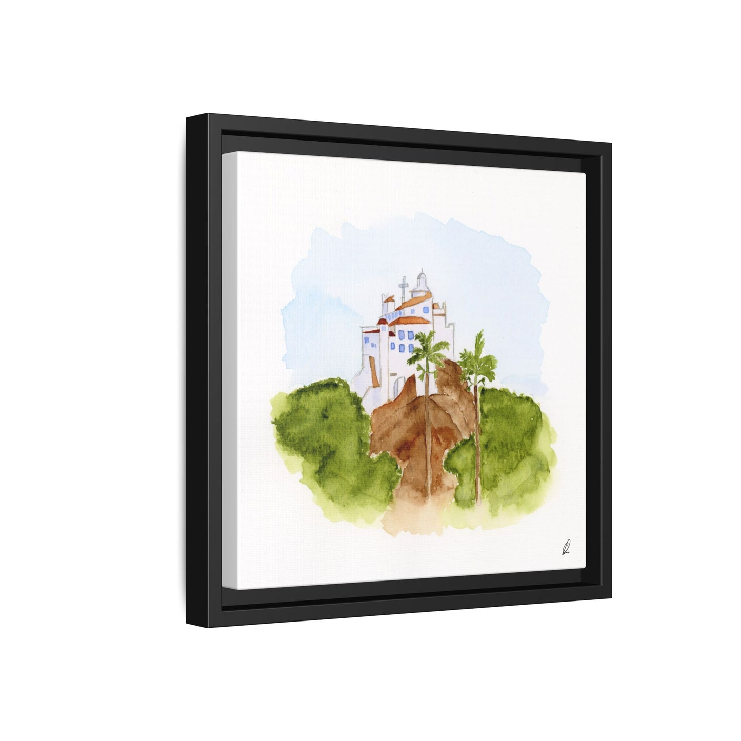 Framed Watercolor Vila Velha Canvas Print - Brasil