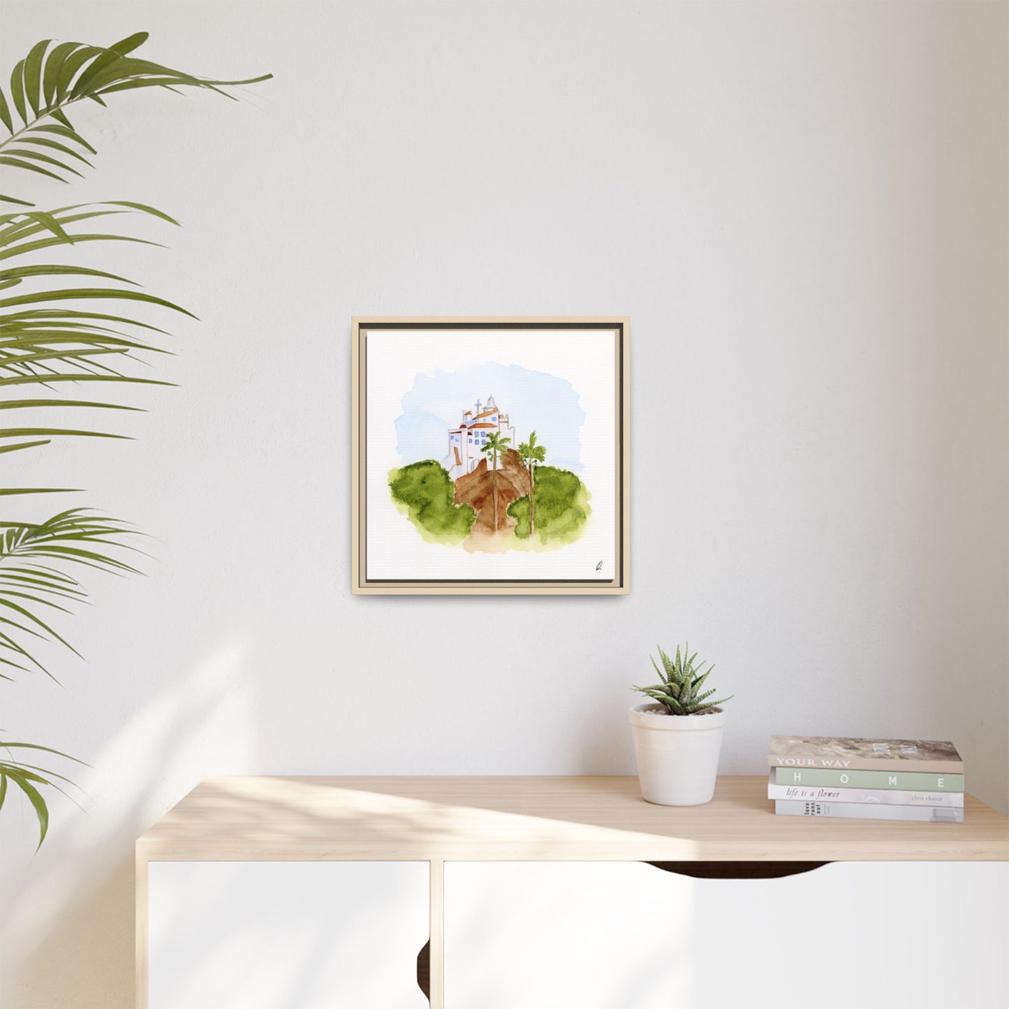 Framed Watercolor Vila Velha Canvas Print - Brasil