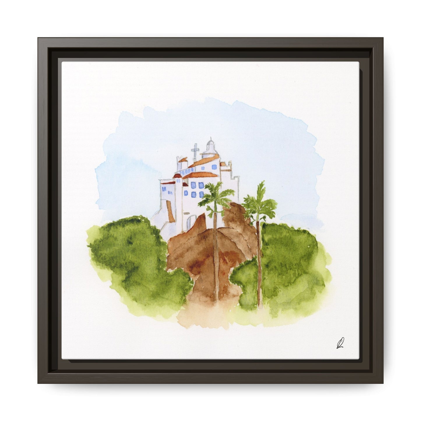 Framed Watercolor Vila Velha Canvas Print - Brasil