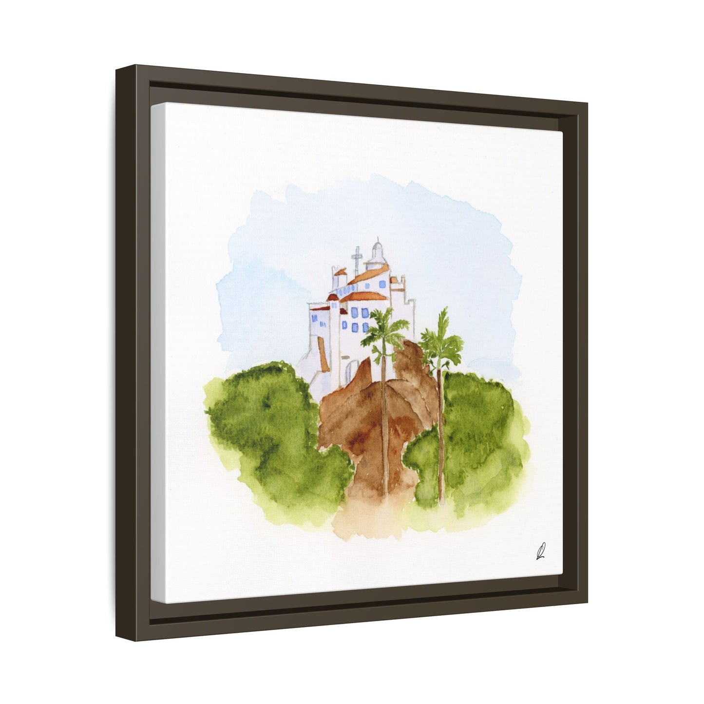 Framed Watercolor Vila Velha Canvas Print - Brasil