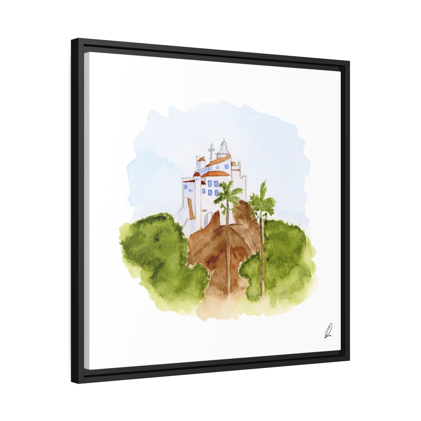 Framed Watercolor Vila Velha Canvas Print - Brasil