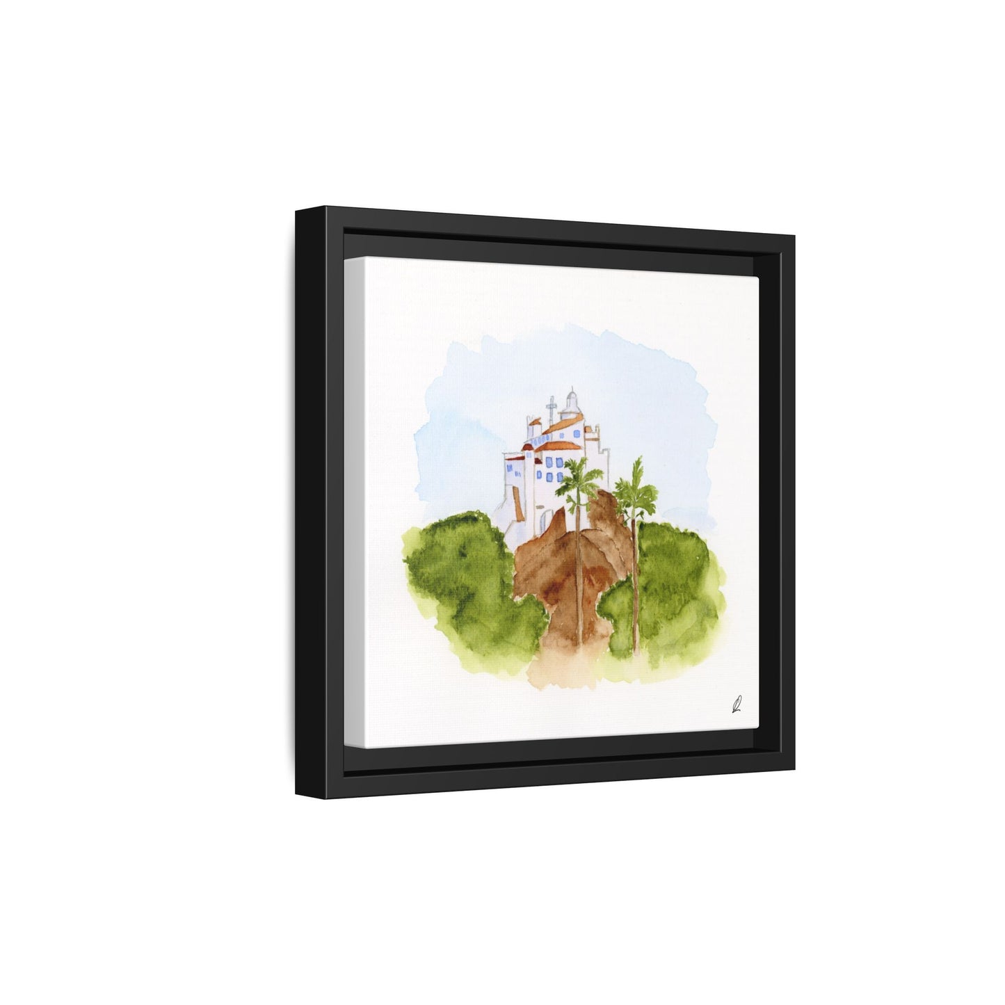 Framed Watercolor Vila Velha Canvas Print - Brasil