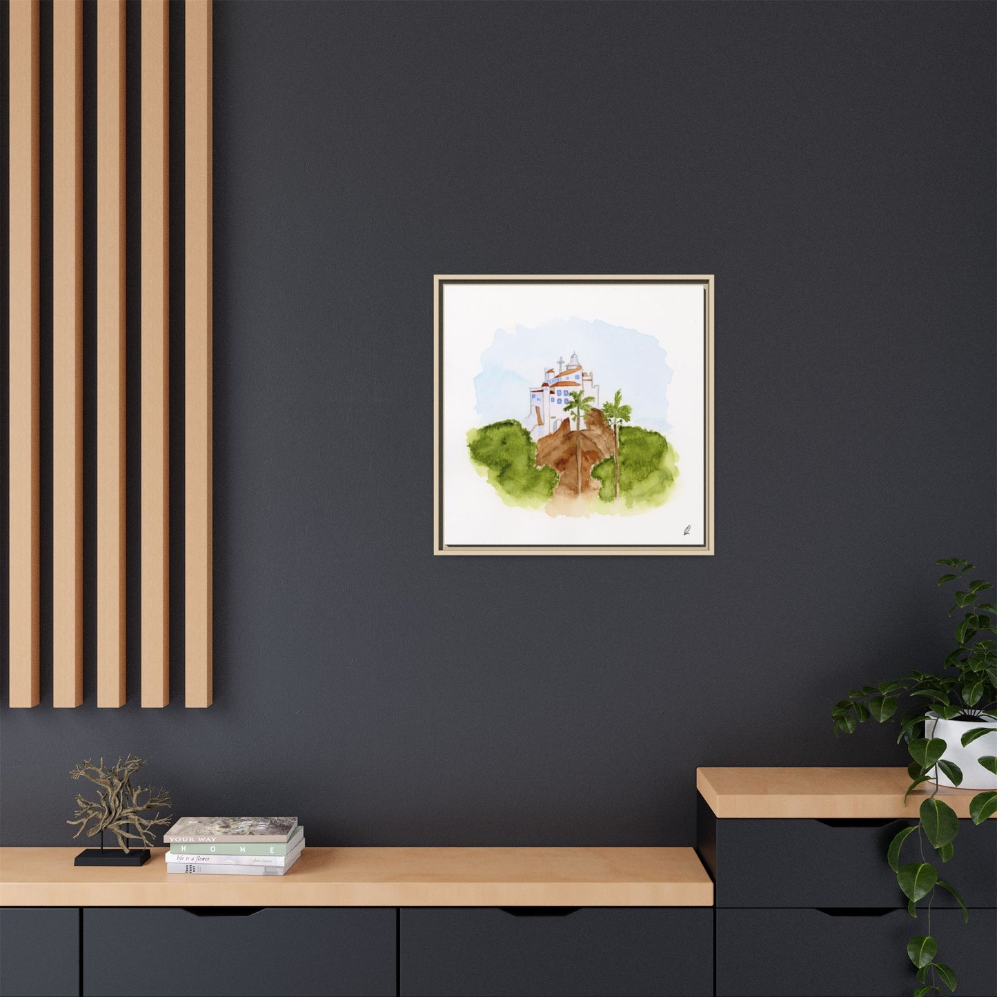 Framed Watercolor Vila Velha Canvas Print - Brasil