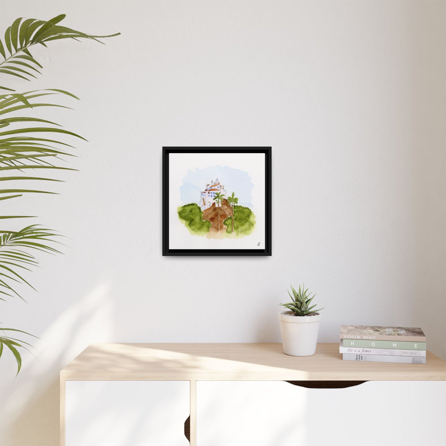 Framed Watercolor Vila Velha Canvas Print - Brasil