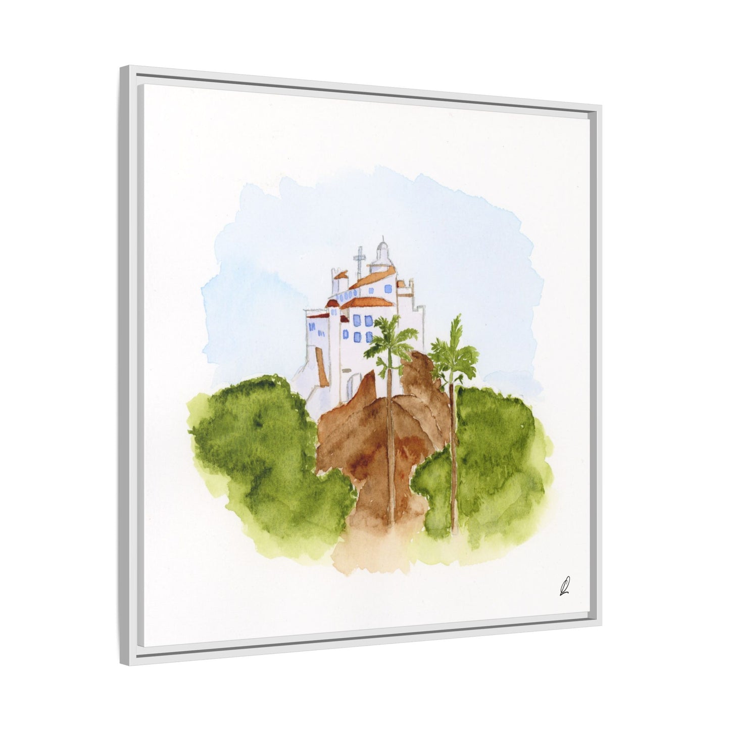 Framed Watercolor Vila Velha Canvas Print - Brasil