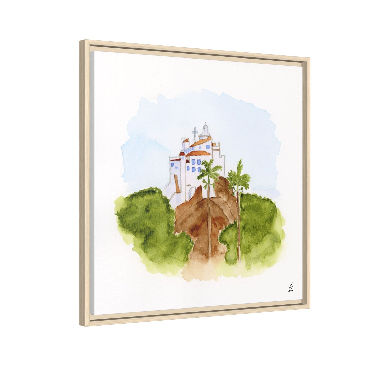 Framed Watercolor Vila Velha Canvas Print - Brasil