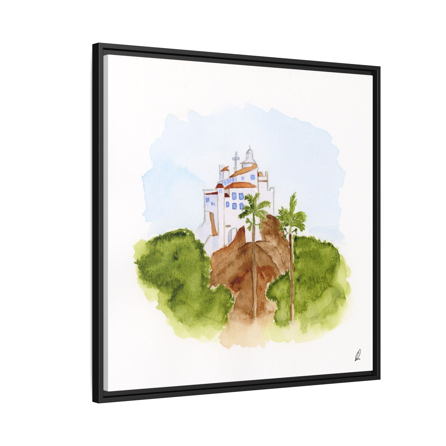 Framed Watercolor Vila Velha Canvas Print - Brasil