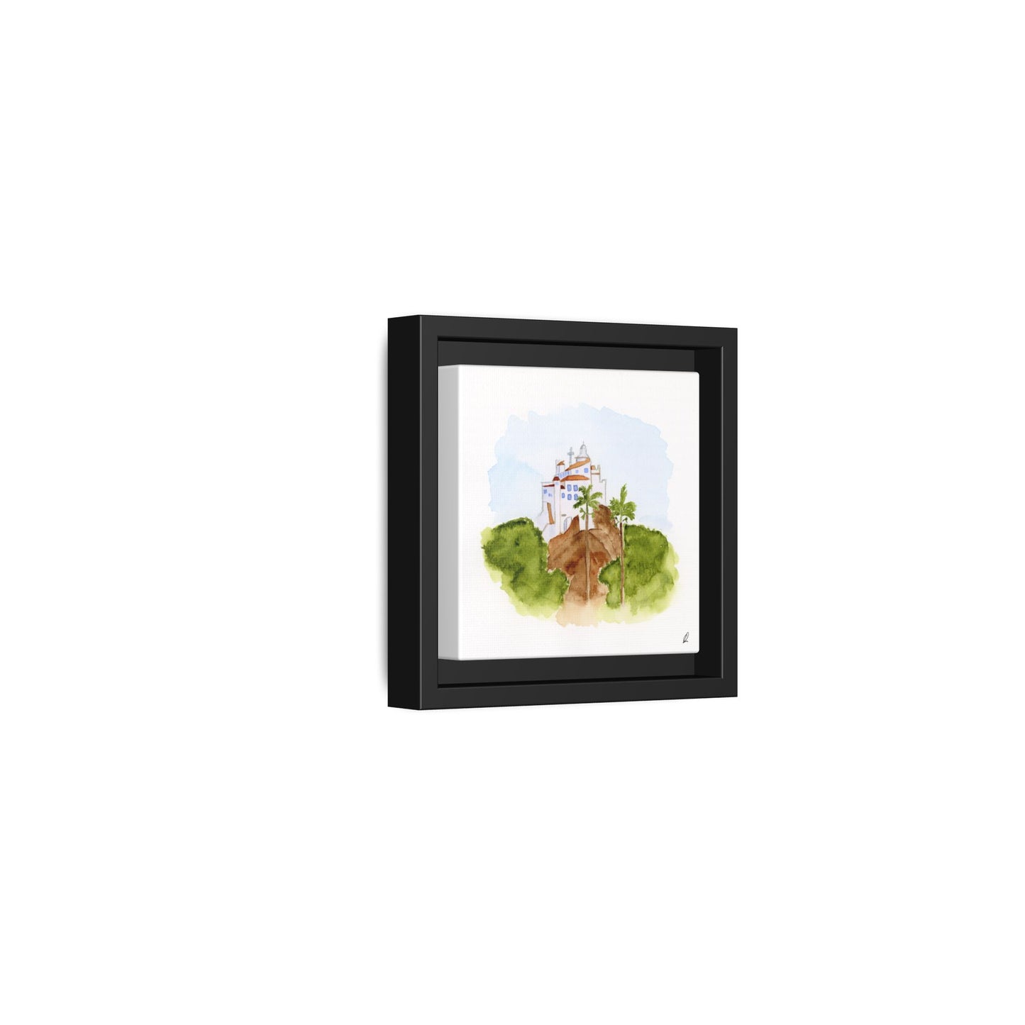 Framed Watercolor Vila Velha Canvas Print - Brasil