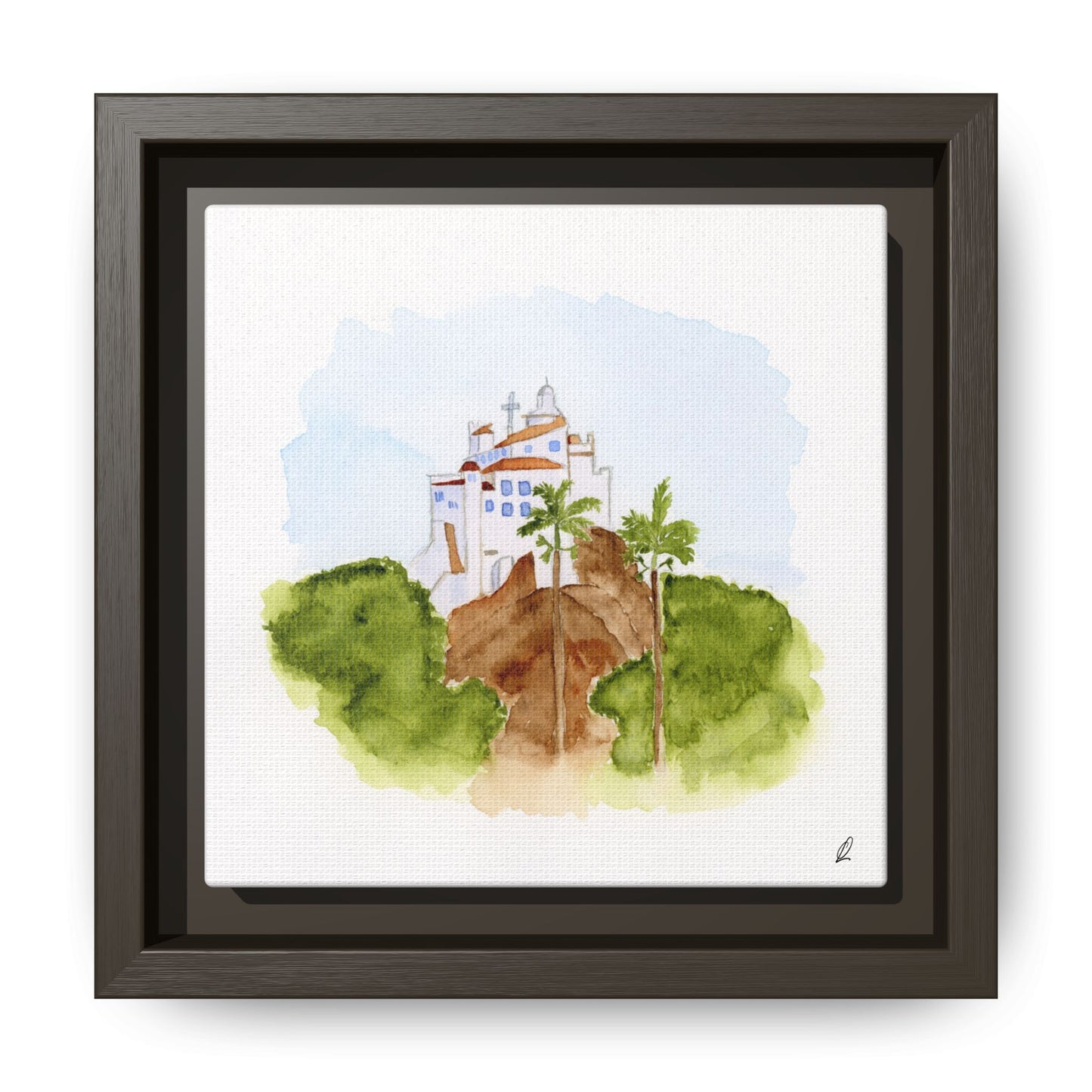 Framed Watercolor Vila Velha Canvas Print - Brasil