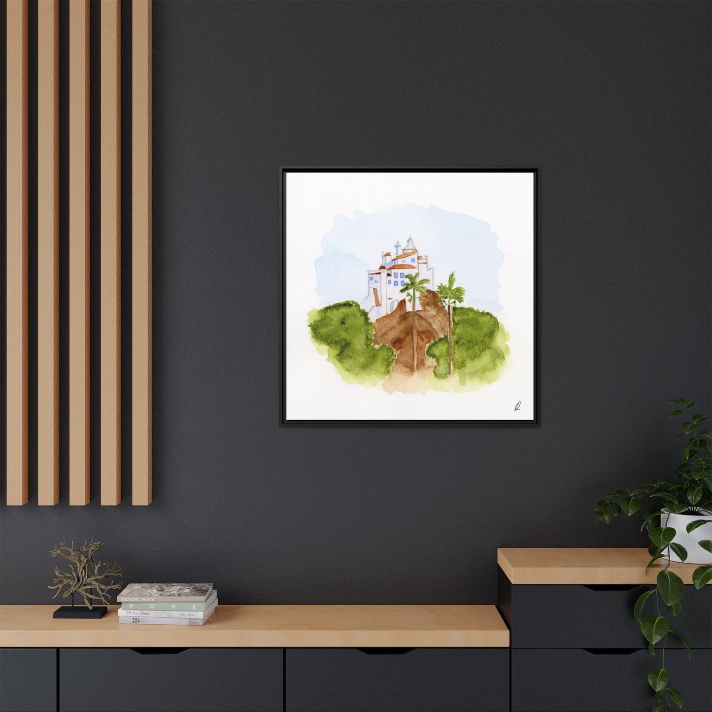 Framed Watercolor Vila Velha Canvas Print - Brasil