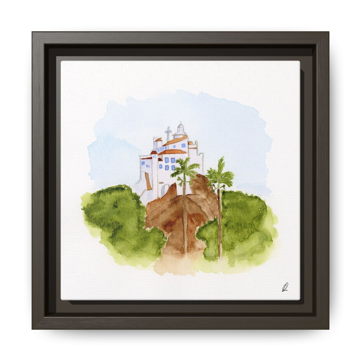 Framed Watercolor Vila Velha Canvas Print - Brasil