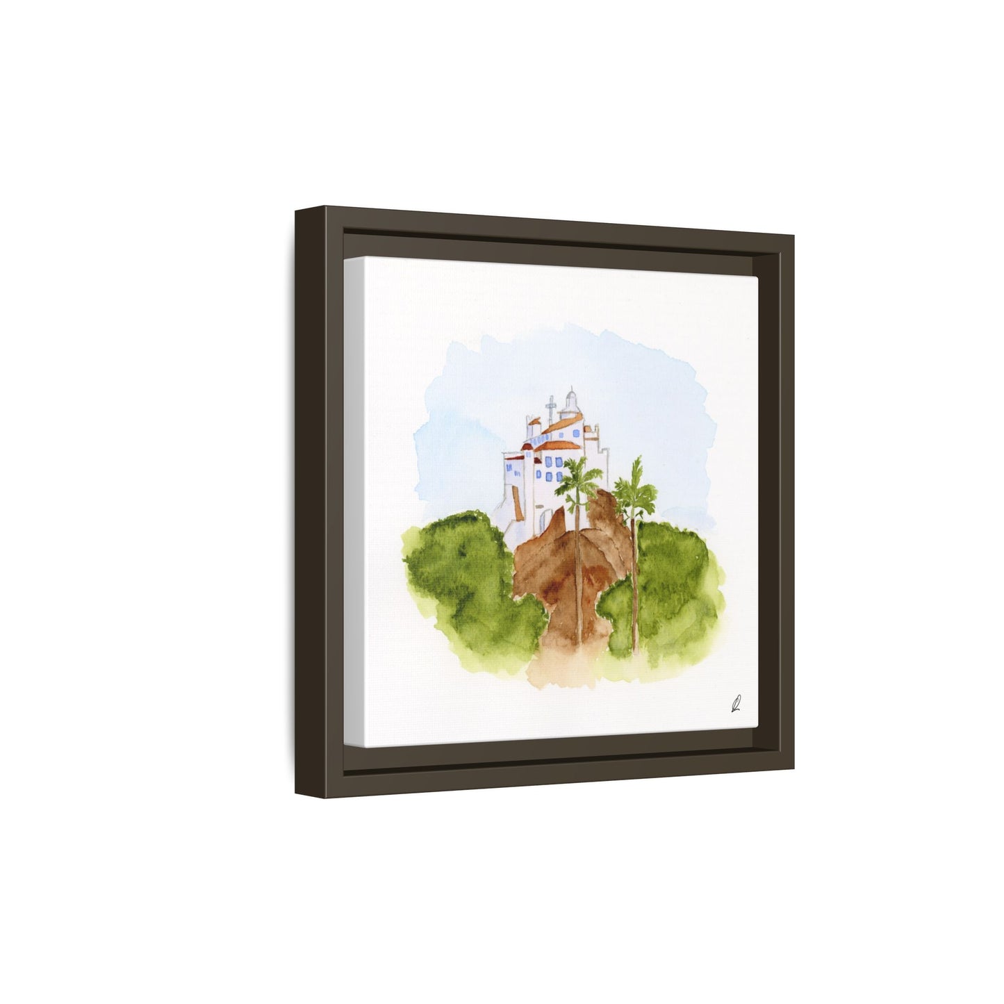 Framed Watercolor Vila Velha Canvas Print - Brasil