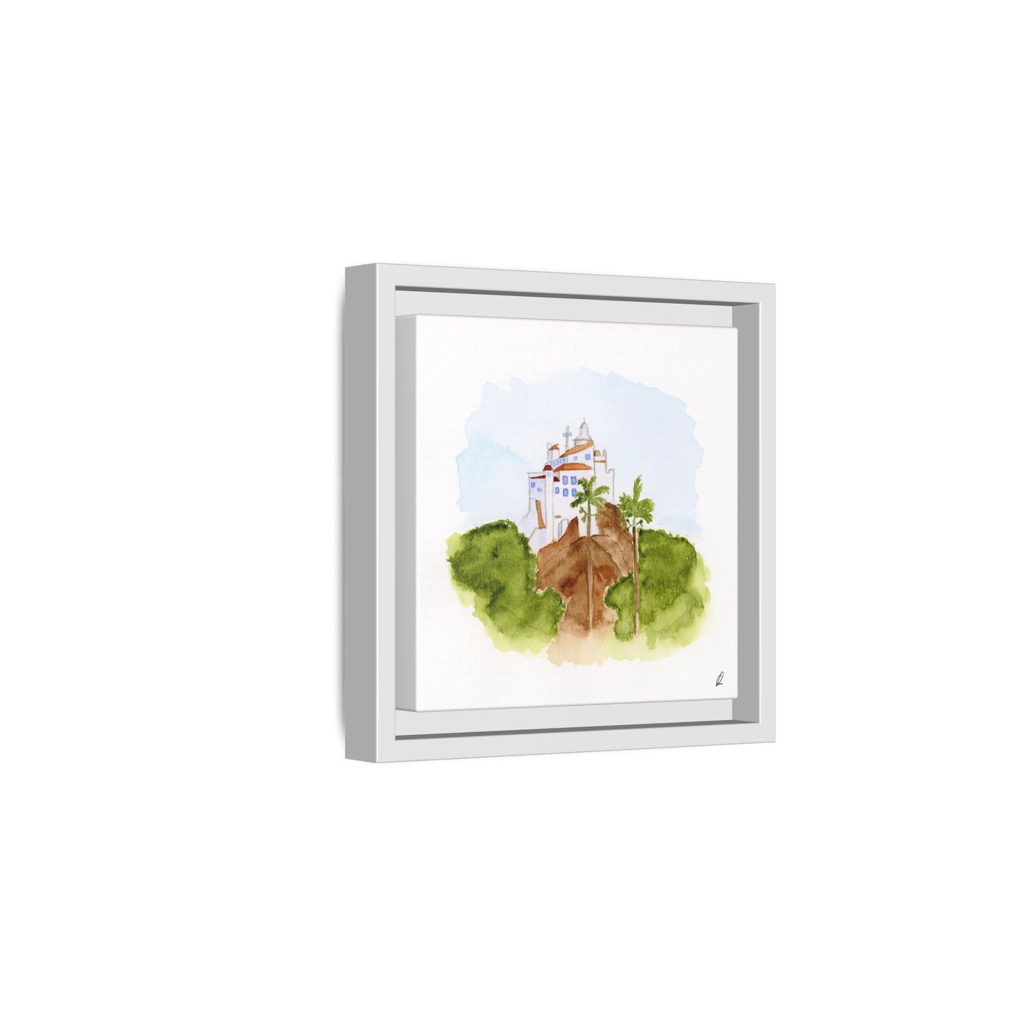 Framed Watercolor Vila Velha Canvas Print - Brasil