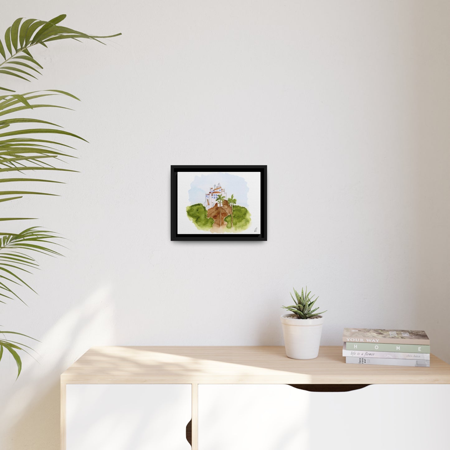 Framed Watercolor Vila Velha Canvas Print - Brasil