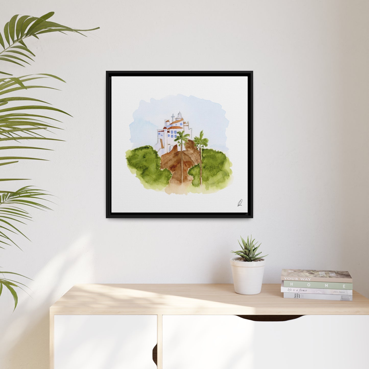 Framed Watercolor Vila Velha Canvas Print - Brasil