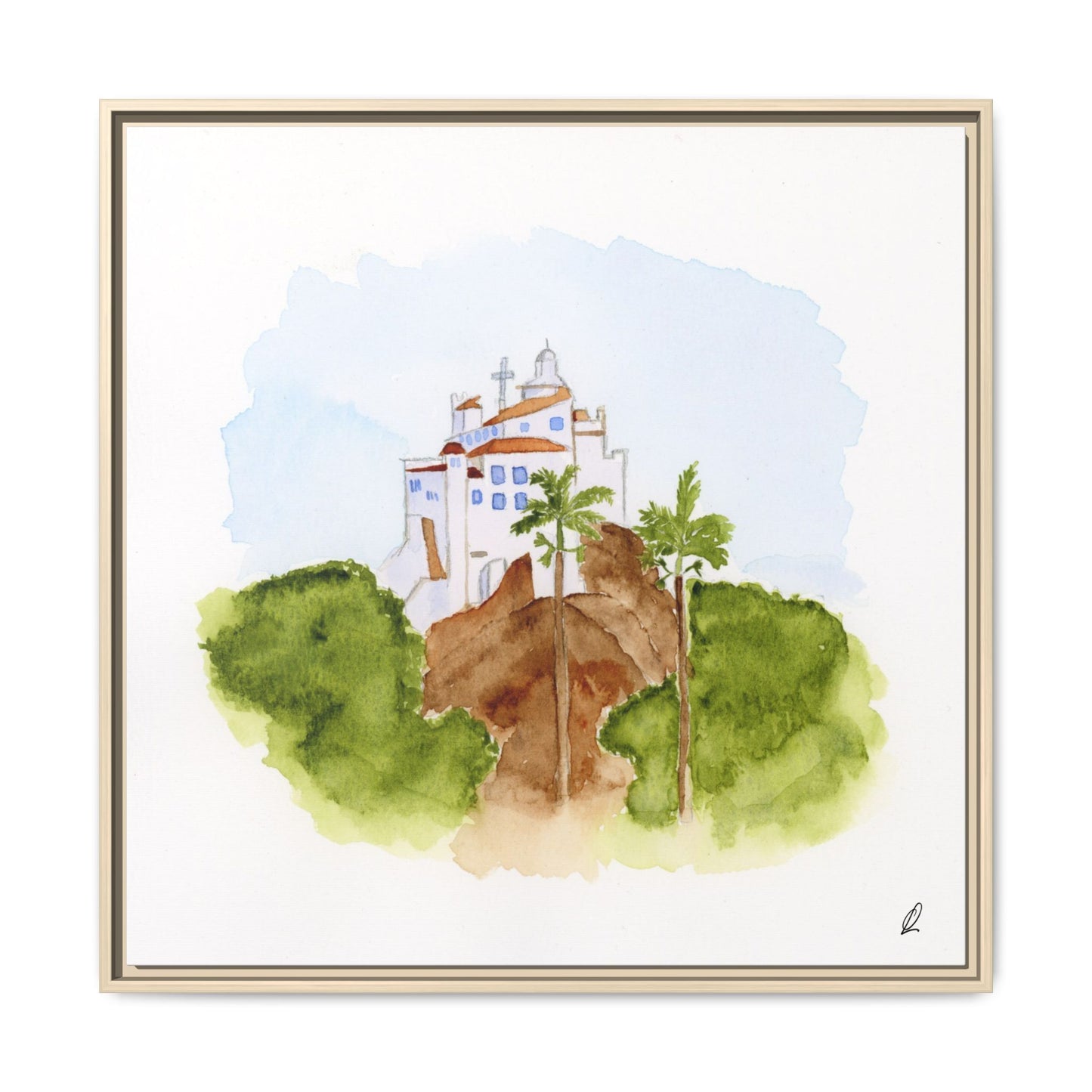 Framed Watercolor Vila Velha Canvas Print - Brasil