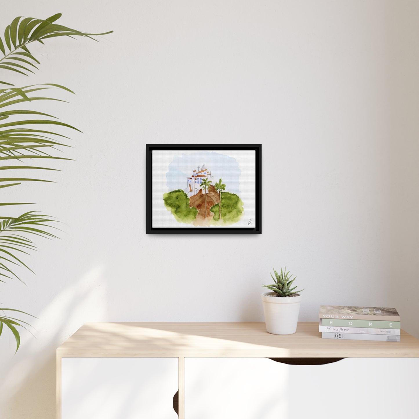 Framed Watercolor Vila Velha Canvas Print - Brasil