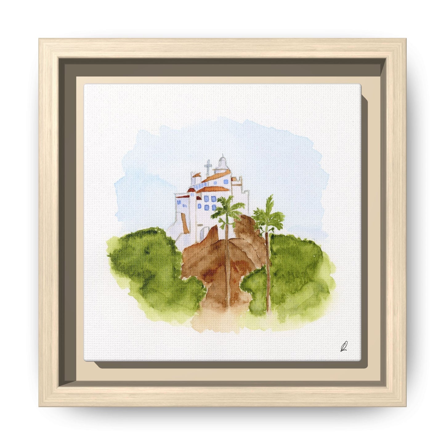 Framed Watercolor Vila Velha Canvas Print - Brasil