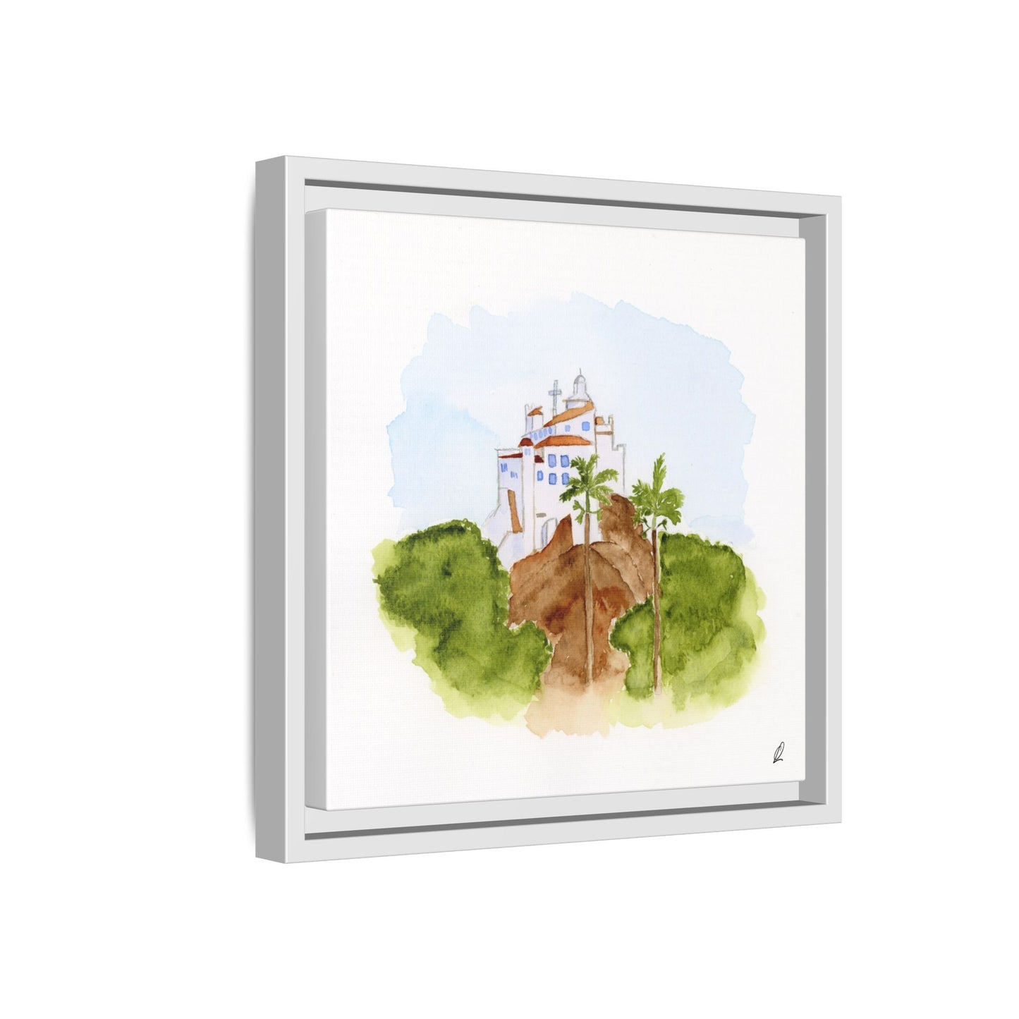 Framed Watercolor Vila Velha Canvas Print - Brasil