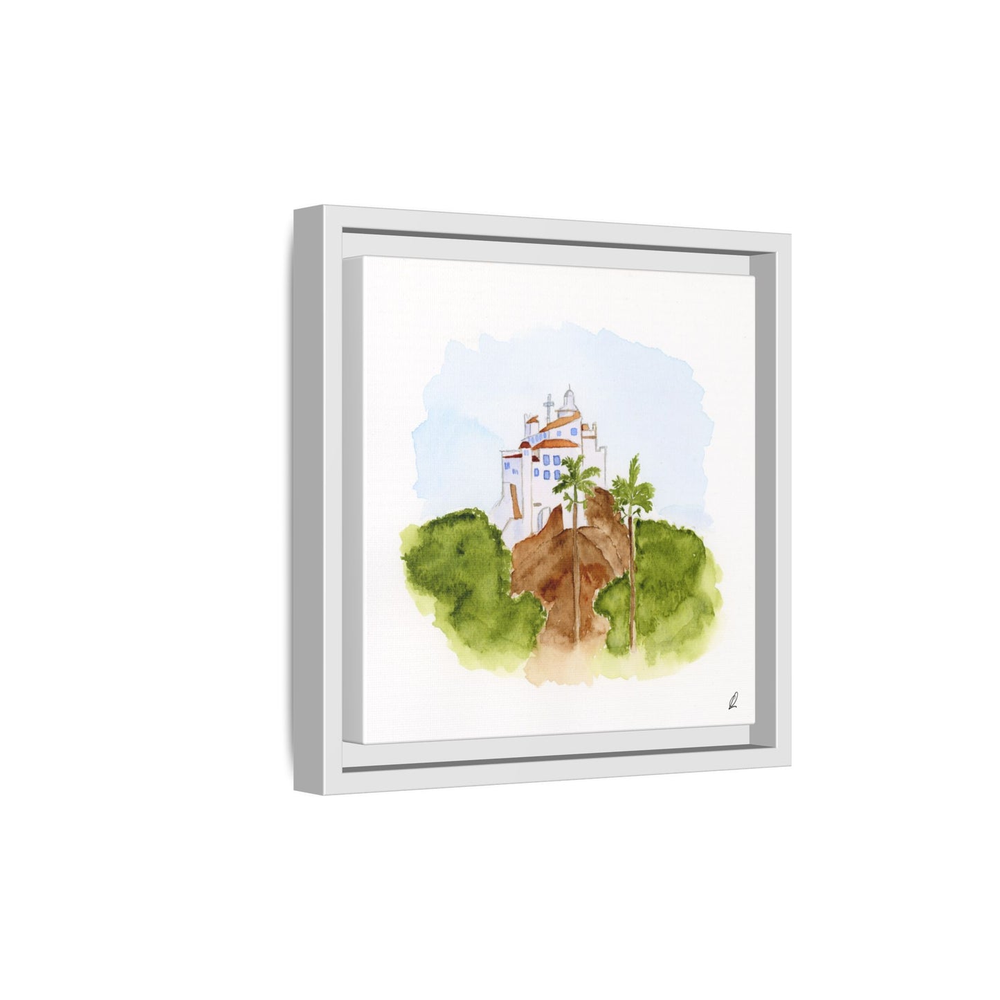 Framed Watercolor Vila Velha Canvas Print - Brasil