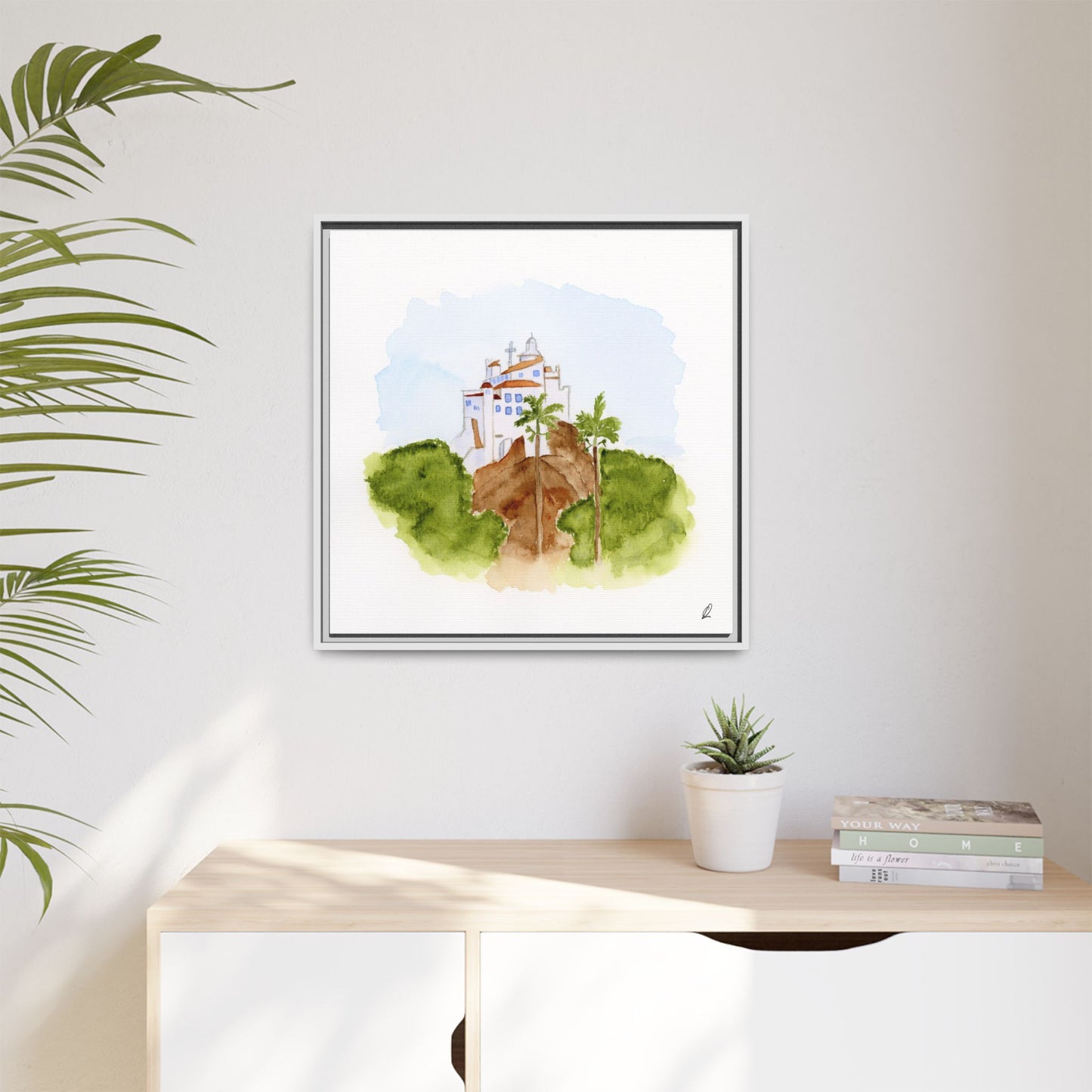 Framed Watercolor Vila Velha Canvas Print - Brasil