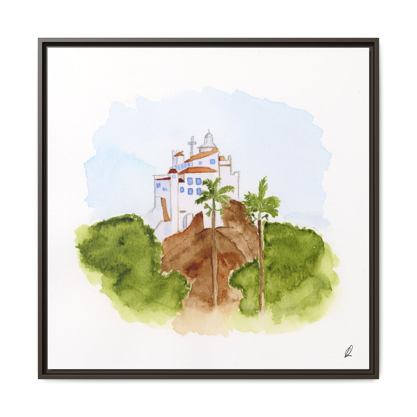 Framed Watercolor Vila Velha Canvas Print - Brasil