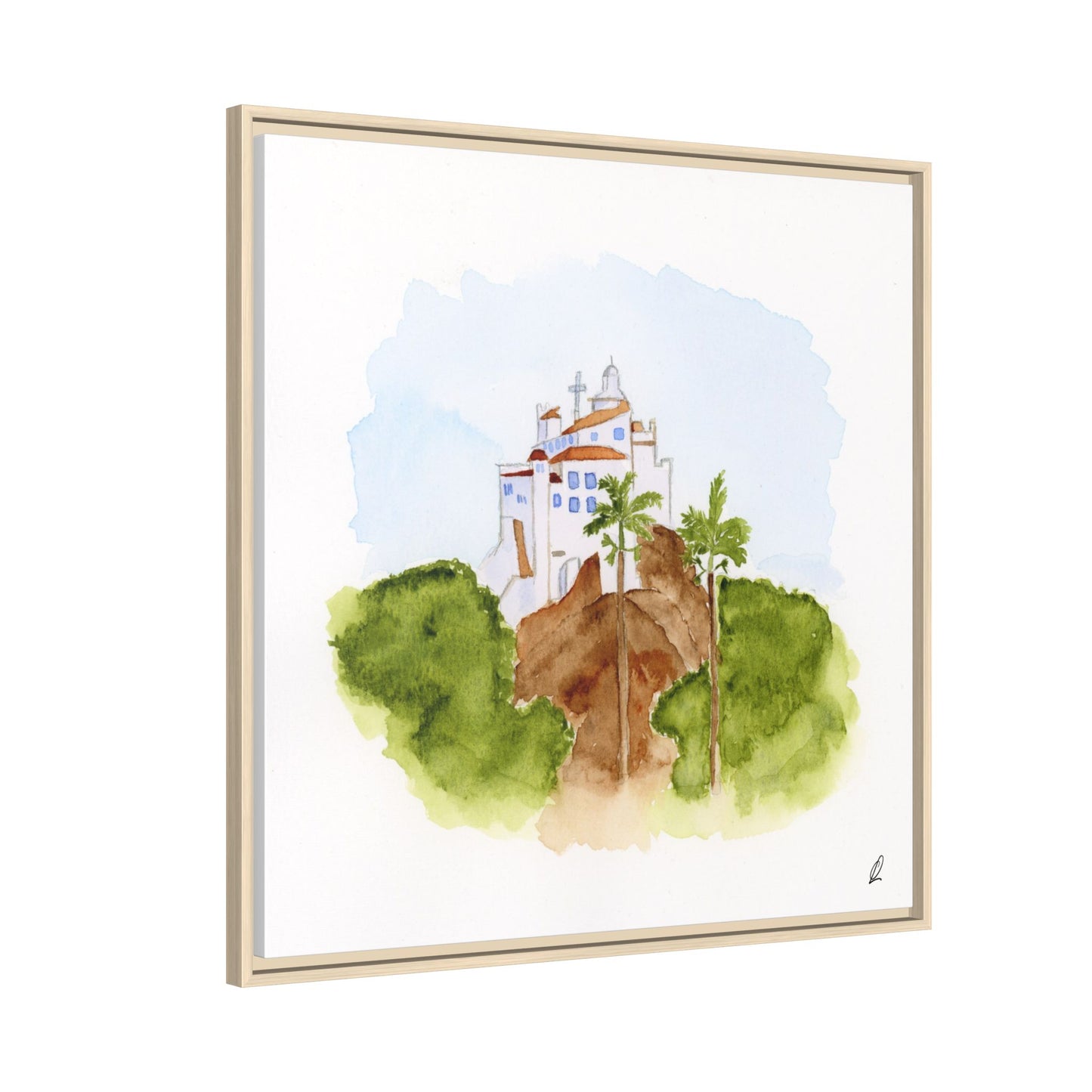Framed Watercolor Vila Velha Canvas Print - Brasil
