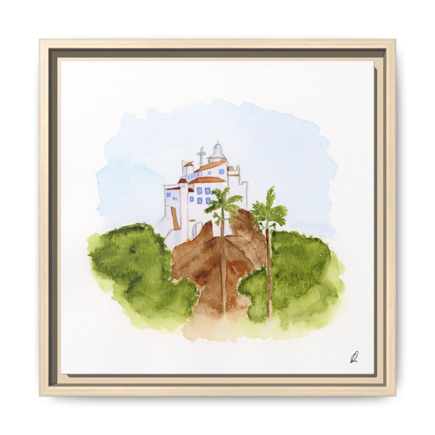 Framed Watercolor Vila Velha Canvas Print - Brasil