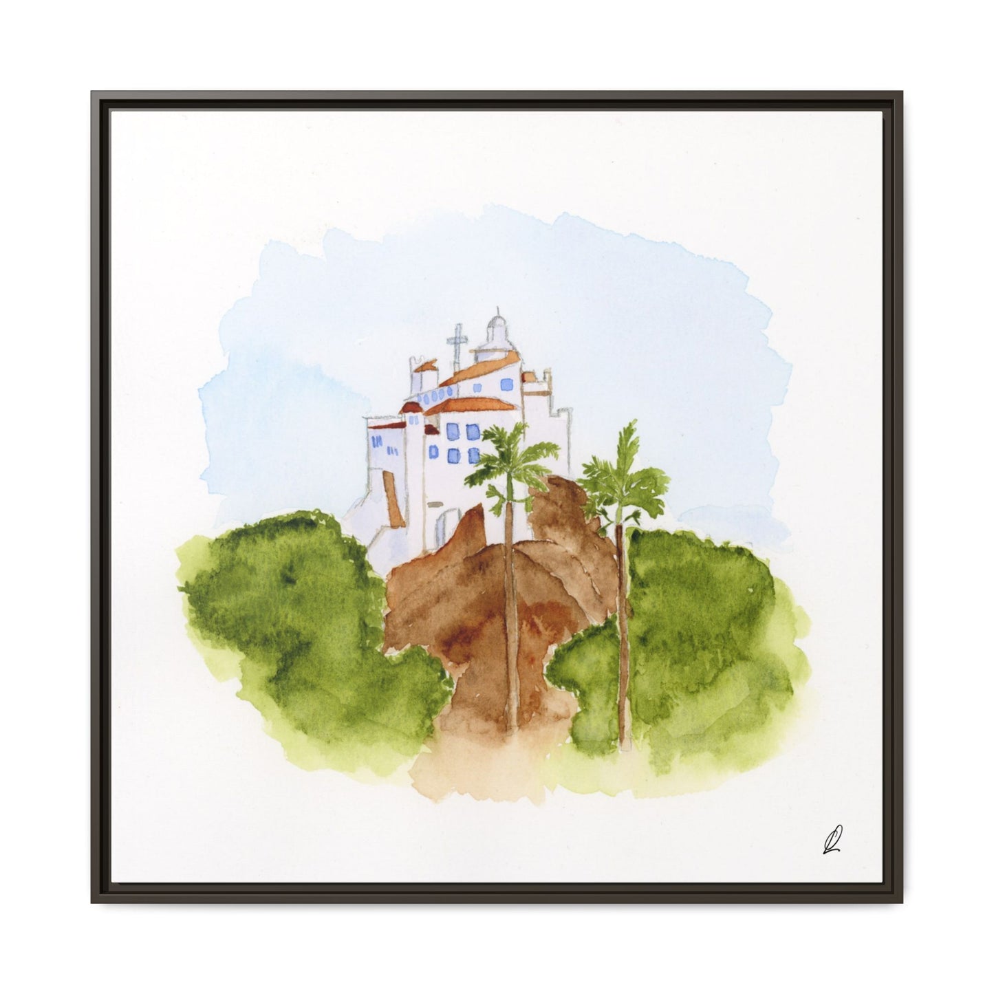 Framed Watercolor Vila Velha Canvas Print - Brasil