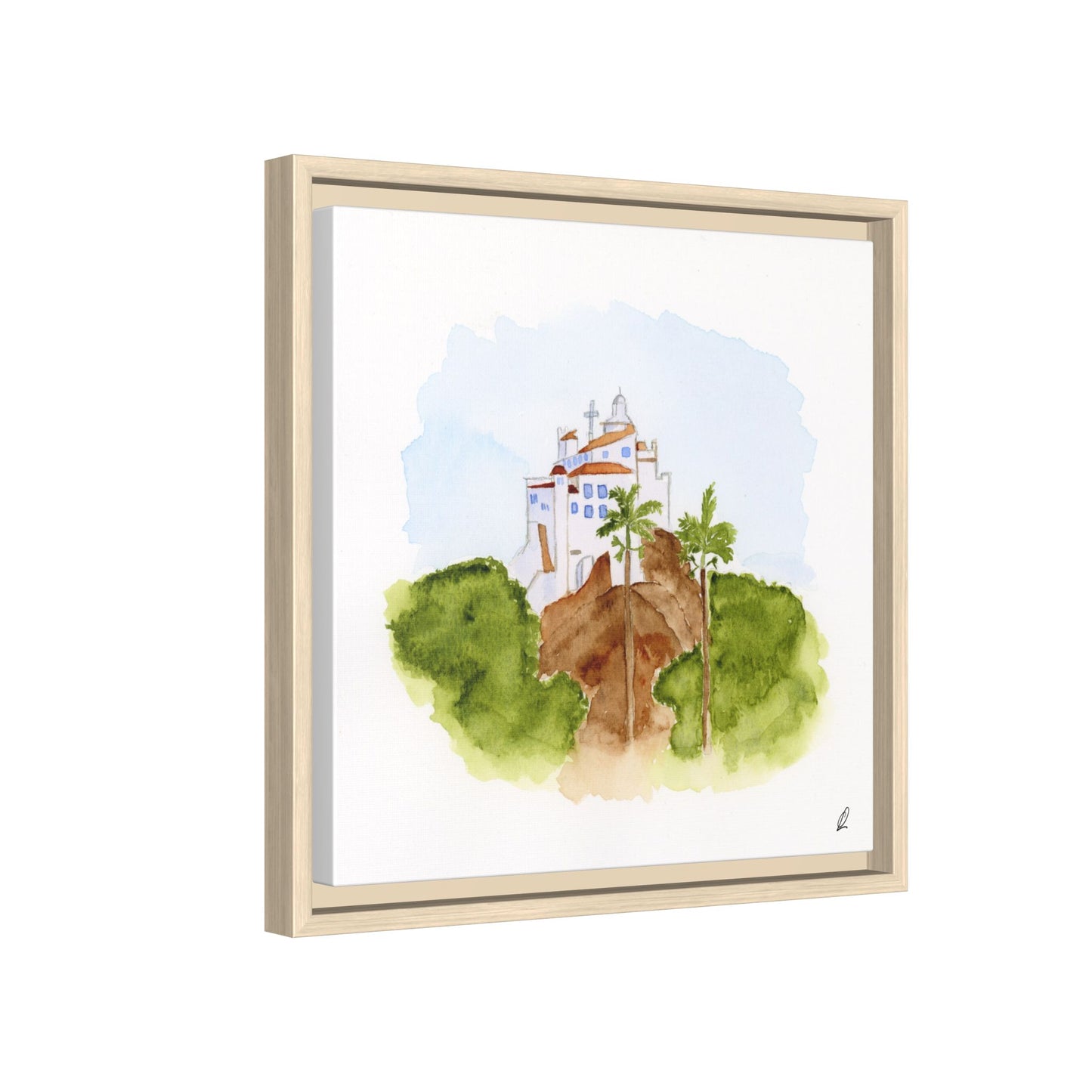 Framed Watercolor Vila Velha Canvas Print - Brasil