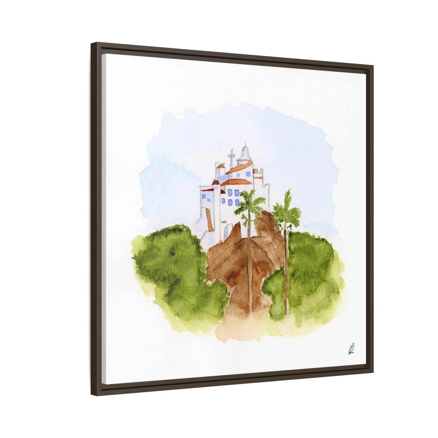 Framed Watercolor Vila Velha Canvas Print - Brasil