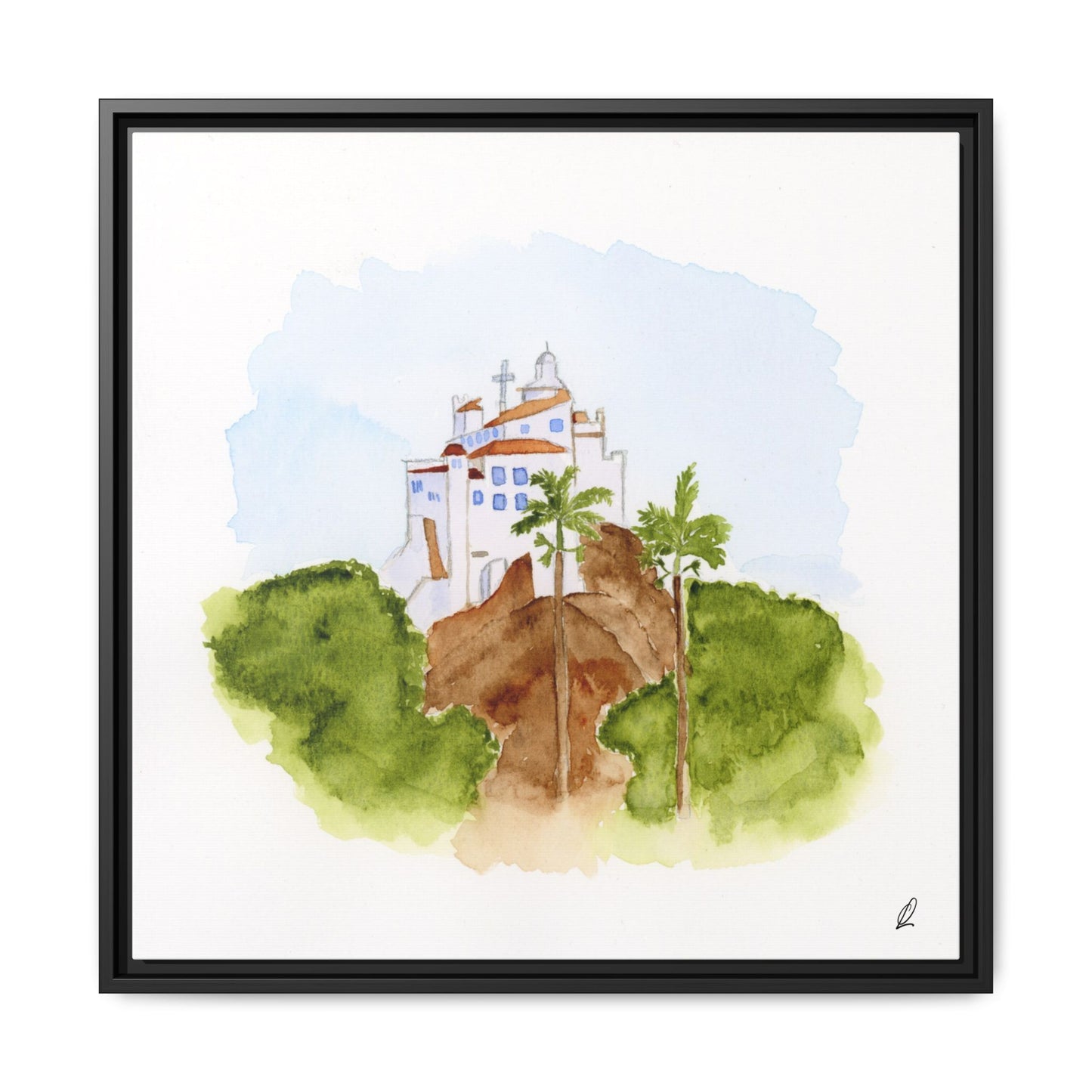 Framed Watercolor Vila Velha Canvas Print - Brasil