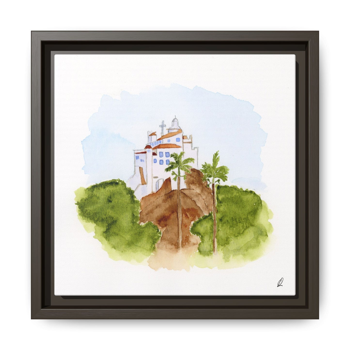 Framed Watercolor Vila Velha Canvas Print - Brasil