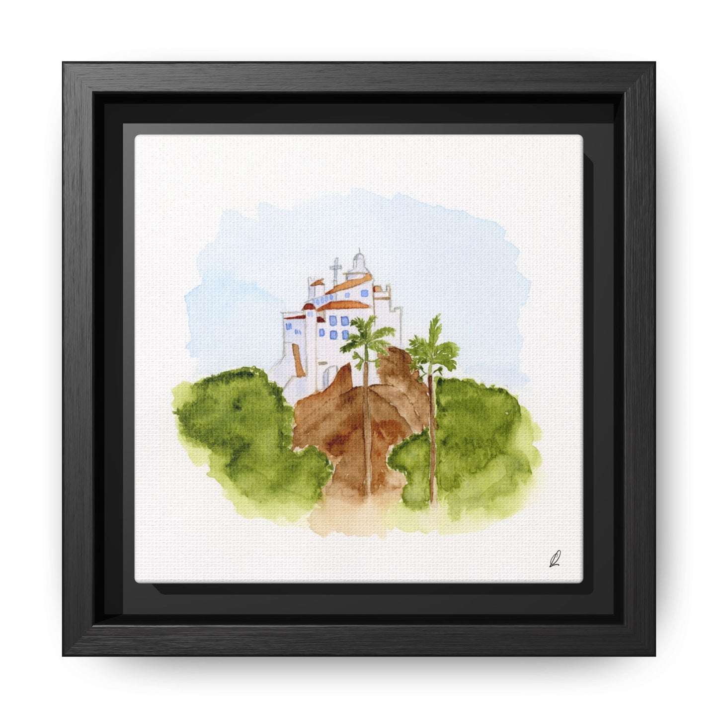 Framed Watercolor Vila Velha Canvas Print - Brasil