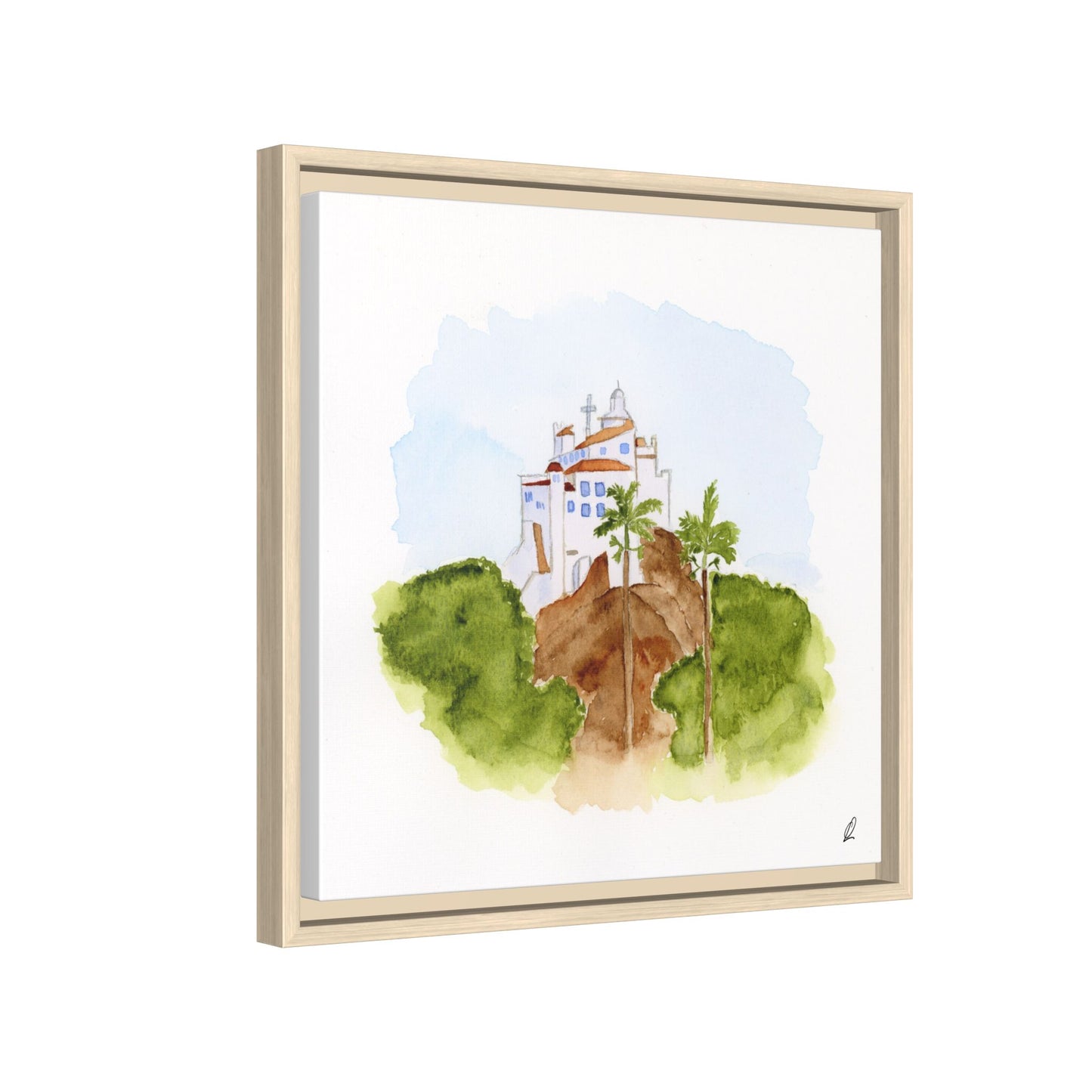 Framed Watercolor Vila Velha Canvas Print - Brasil