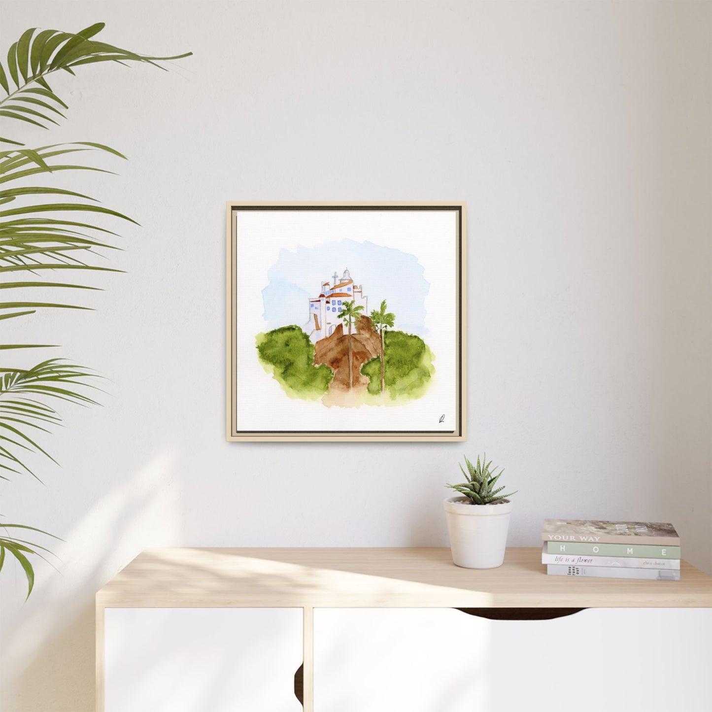 Framed Watercolor Vila Velha Canvas Print - Brasil