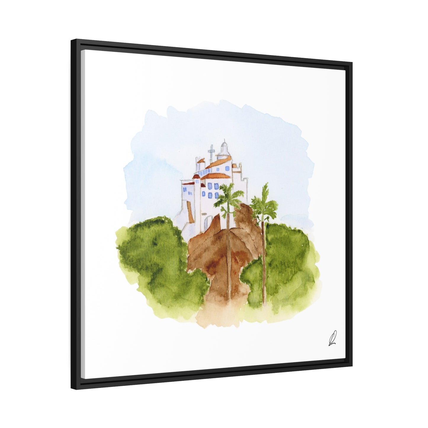 Framed Watercolor Vila Velha Canvas Print - Brasil
