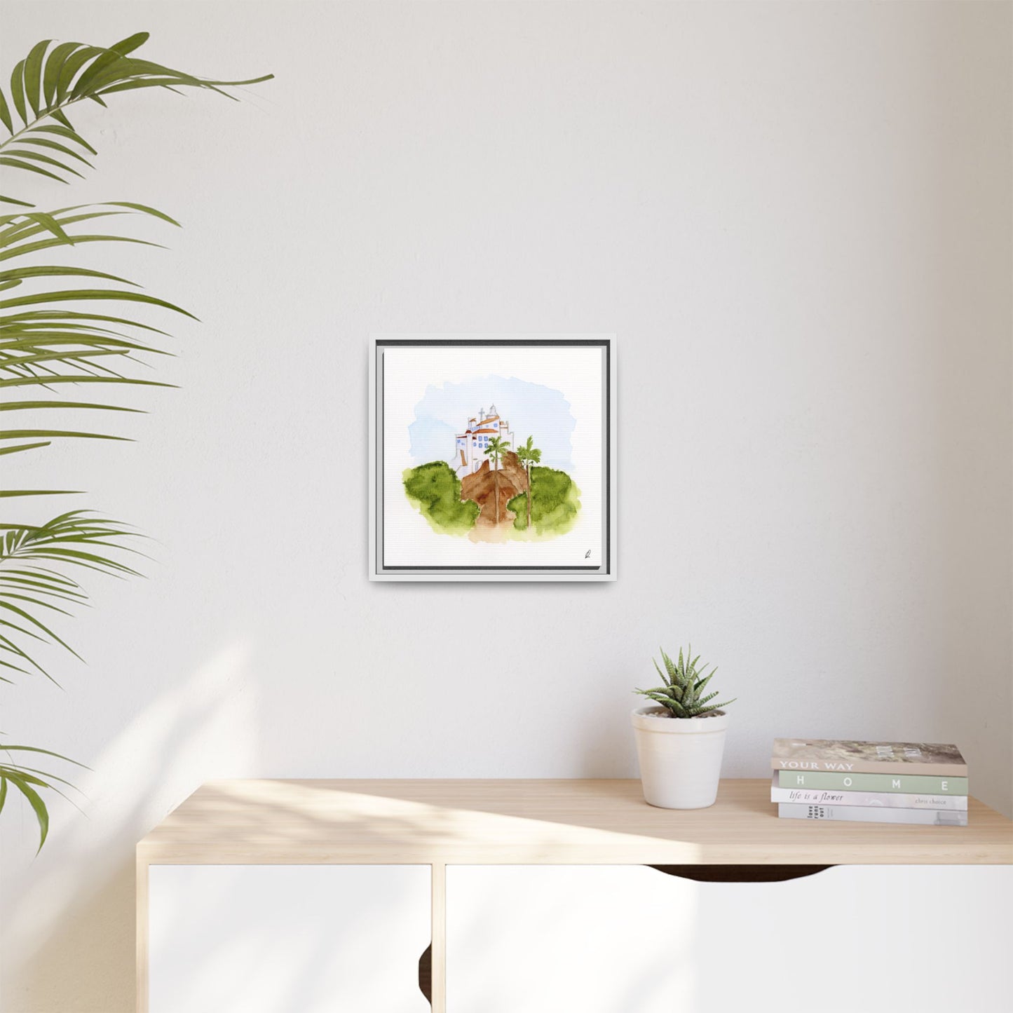 Framed Watercolor Vila Velha Canvas Print - Brasil