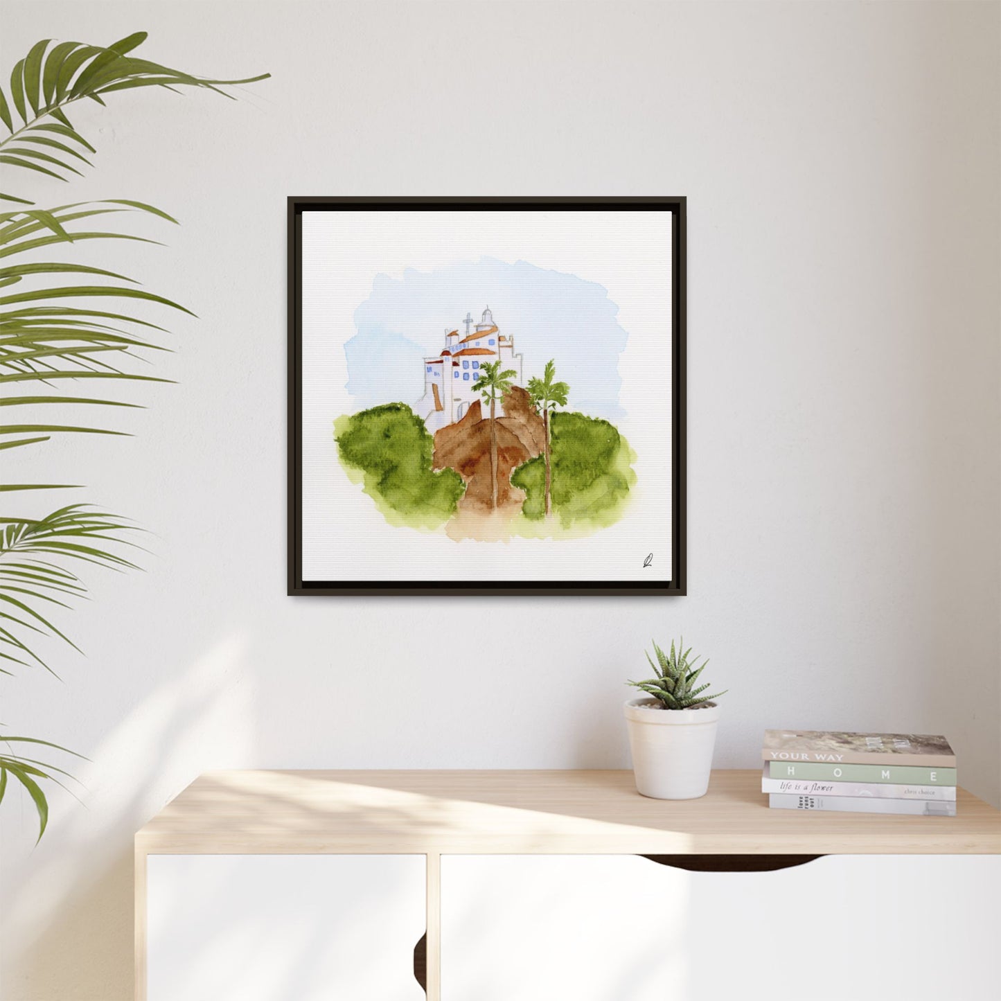 Framed Watercolor Vila Velha Canvas Print - Brasil