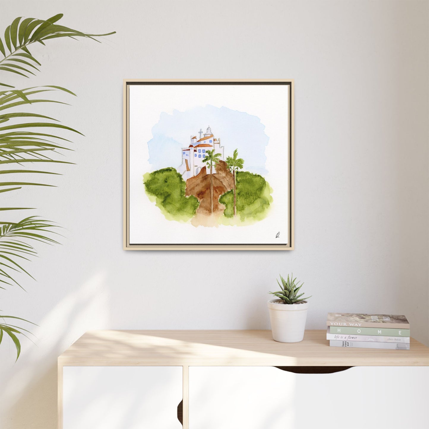 Framed Watercolor Vila Velha Canvas Print - Brasil