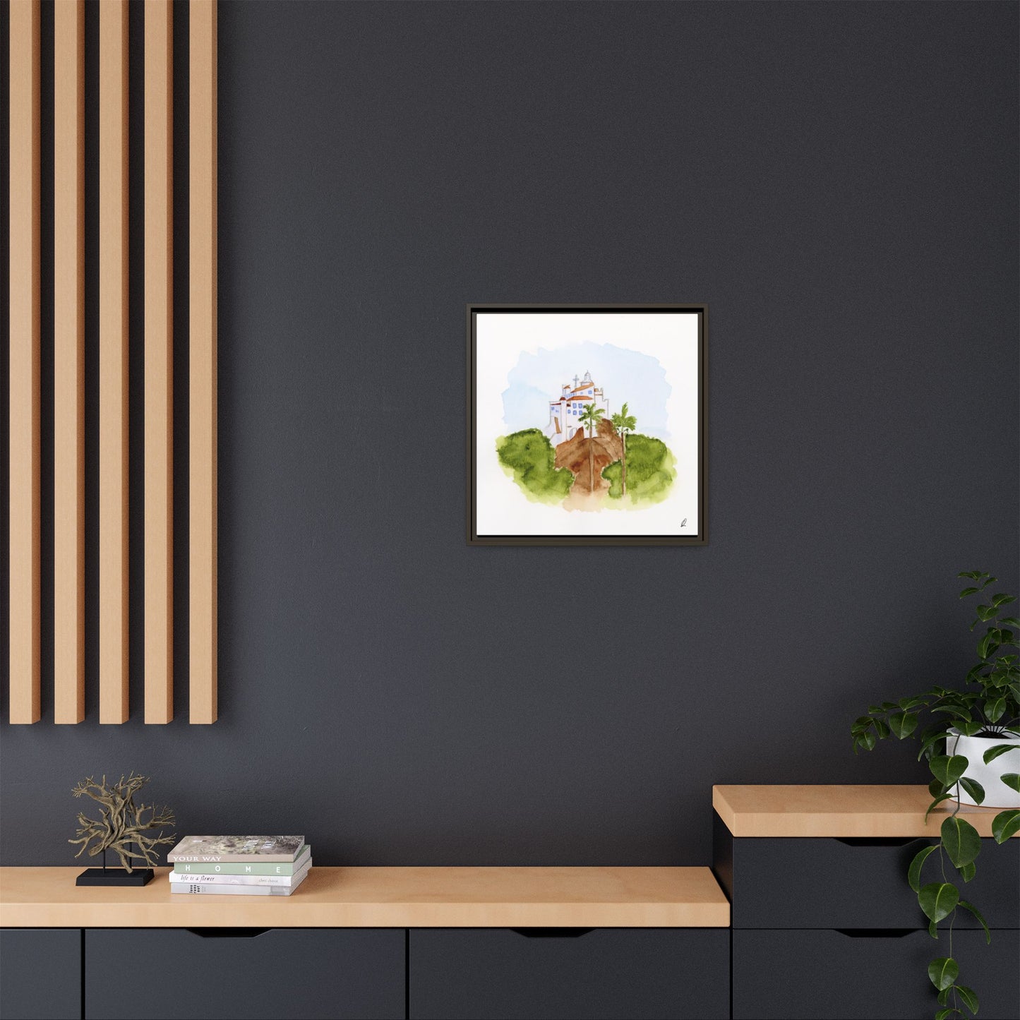 Framed Watercolor Vila Velha Canvas Print - Brasil