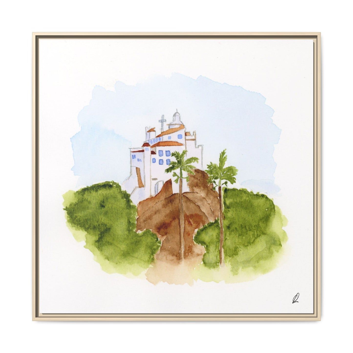Framed Watercolor Vila Velha Canvas Print - Brasil