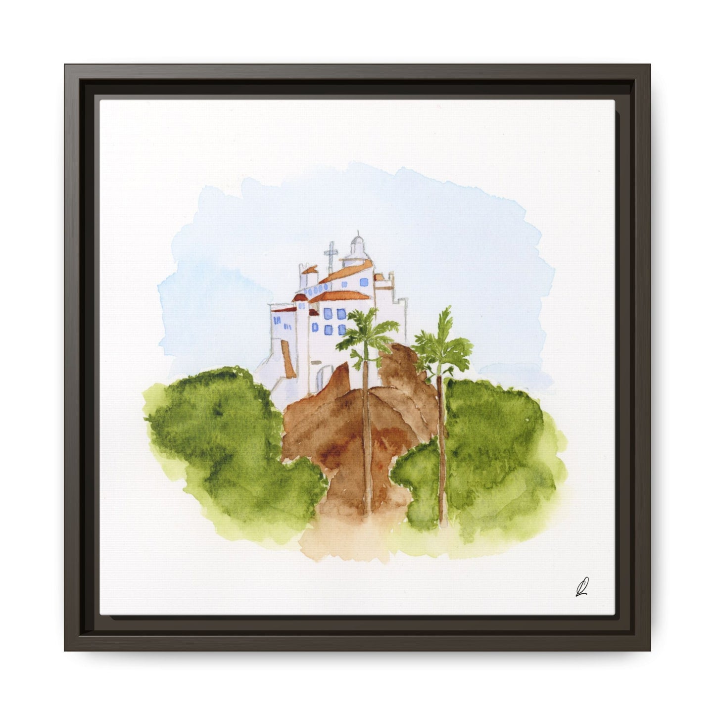 Framed Watercolor Vila Velha Canvas Print - Brasil