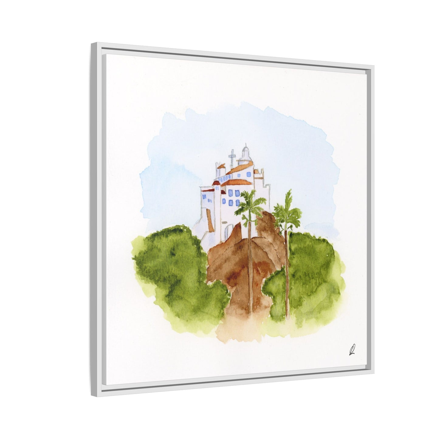 Framed Watercolor Vila Velha Canvas Print - Brasil